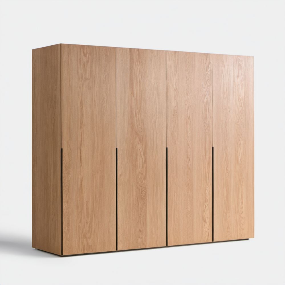 Czterodrzwiowa szafa z płyty wiórowej laminowanej, dąb naturalny/czarny, 200 x 60 x 220 cm