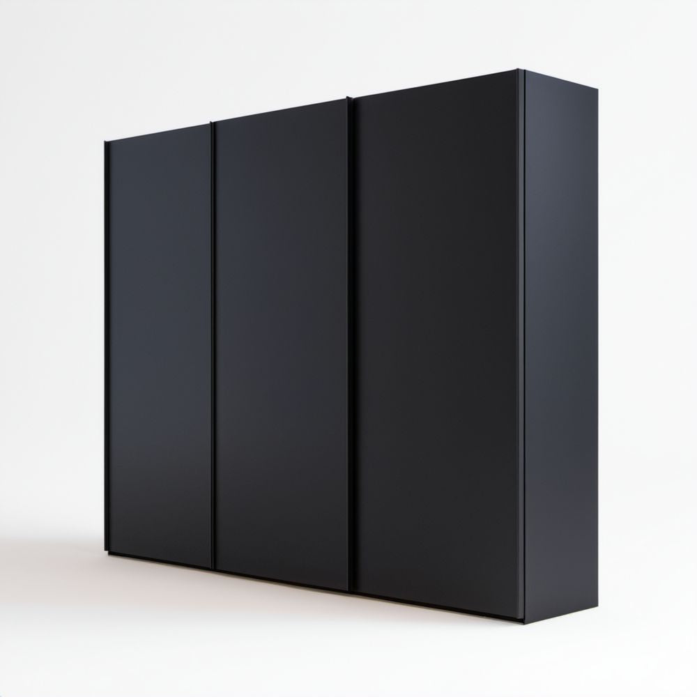 Czarna szafa trzydrzwiowa z płyty wiórowej laminowanej 150 × 60 × 200 cm