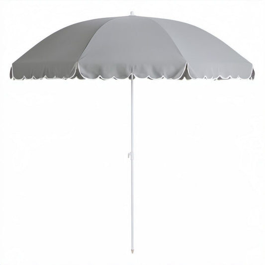 Parasol ogrodowy z poliestru, szary, okrągły Ø 200 cm, wys. 220 cm