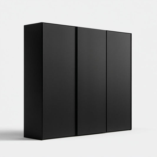 Czarna szafa trzydrzwiowa z płyty laminowanej 180 × 60 × 200 cm