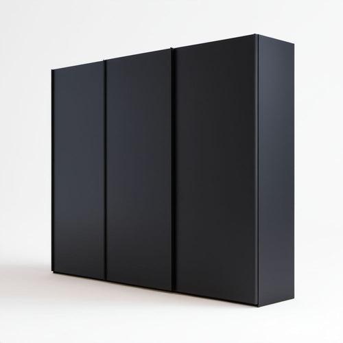 Czarna szafa trzydrzwiowa z płyty wiórowej laminowanej 150 × 60 × 200 cm